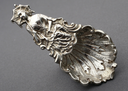 Lady in Crinoline Cast Silver Caddy Spoon